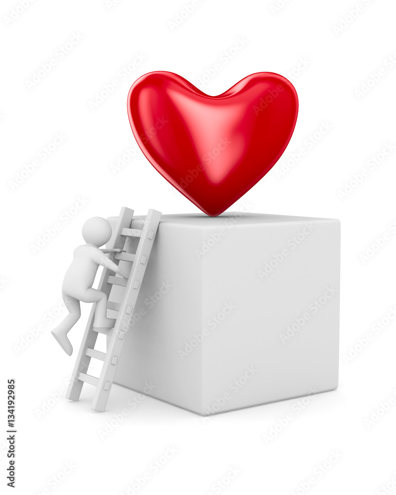 Poster man and heart. isolated 3d image