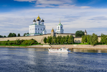 Ancient Kremlin in Pskov in the summer Sunny day, Russia