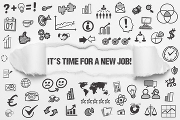 It´s Time for a new Job! Weißes Papier mit Symbole