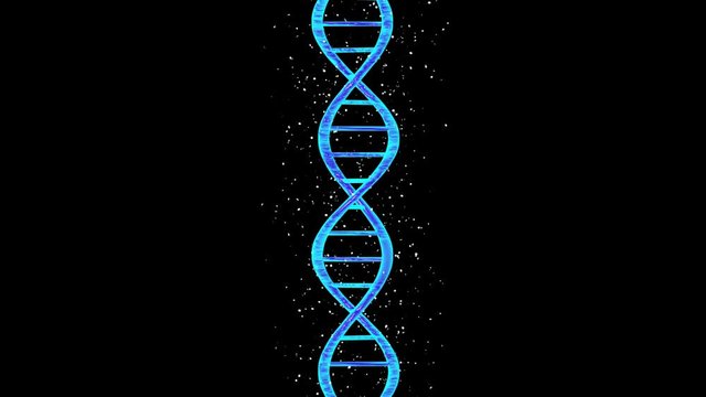 Animated DNA chain. Black background