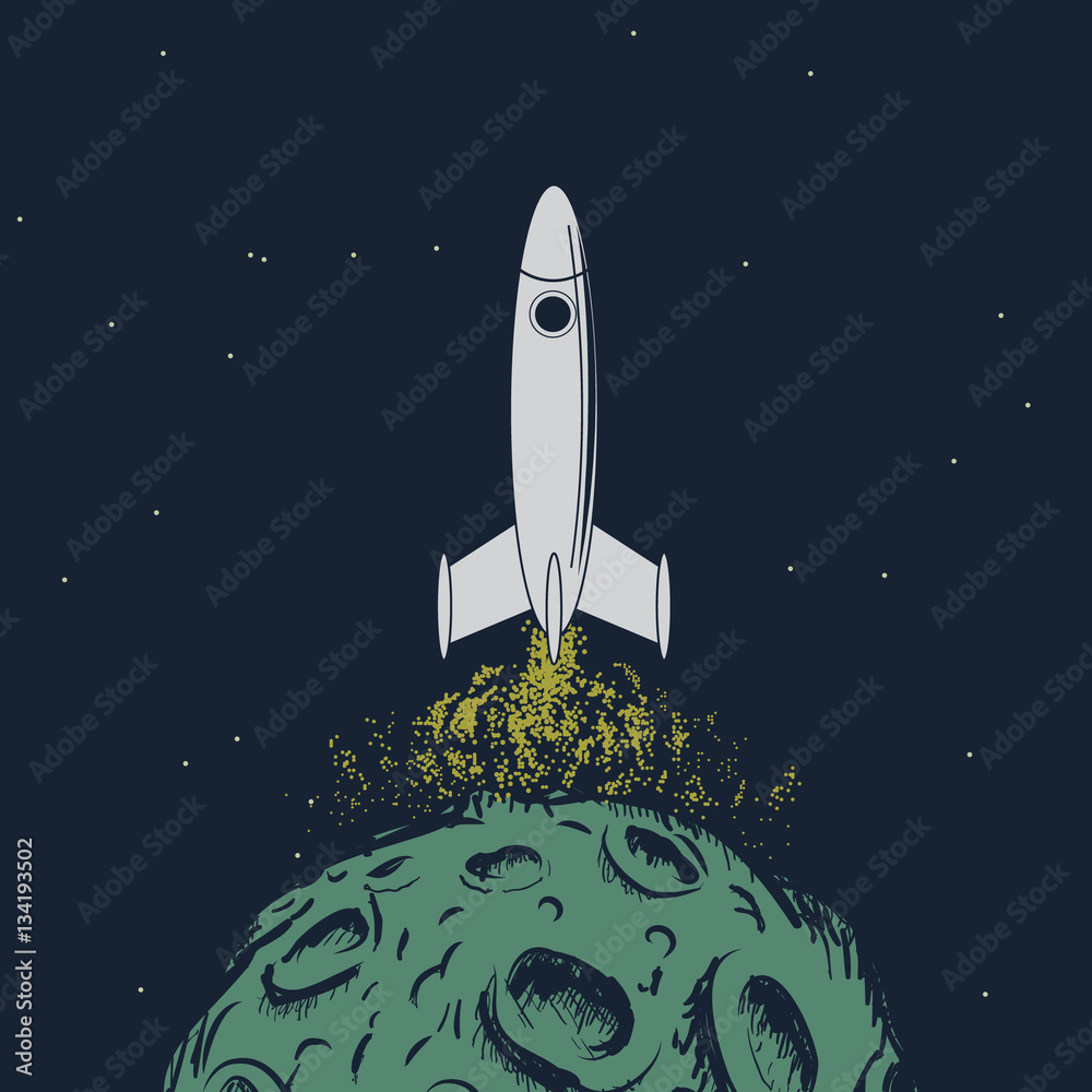 Canvas Prints rocket takes off from a planet