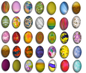 Easter eggs set, traditional painted colorful eggs for the holiday of resurrection