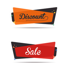 Discount and sale tags set on white background. Vector illustration