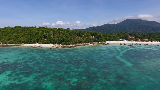 Aerial view on tropical Ko Lipe island in the Andaman Sea, Thailand, 4k
