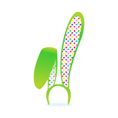 Easter Bunny ears mask, green decoration on the head