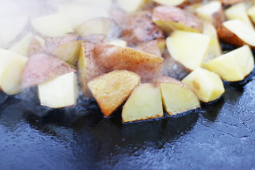 frying pan raw potato