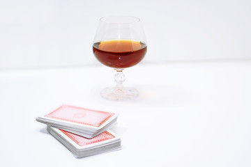 Composition of drinking and playing cards.