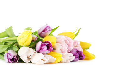 Bouquet of tulips isolated on a white