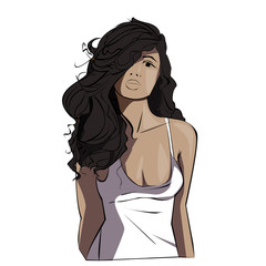 Naklejka premium Girl in a t-shirt, hairstyle