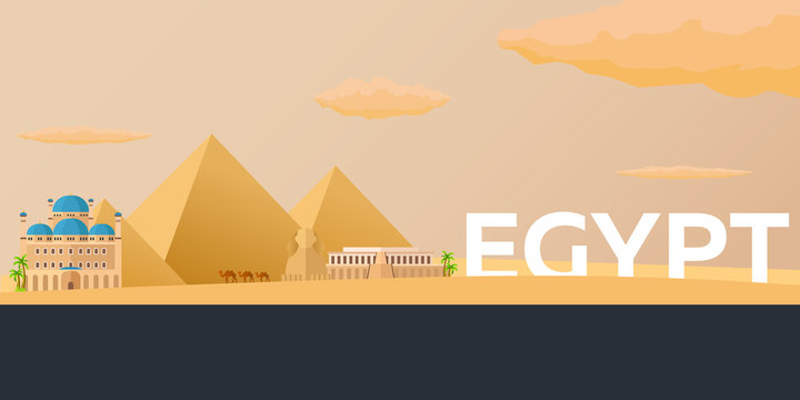 Travel banner to Egypt. Vector flat illustration.