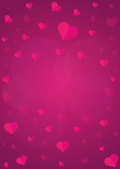 Poster Happy Valentines Day. Background with hearts. Vector flat illustration.