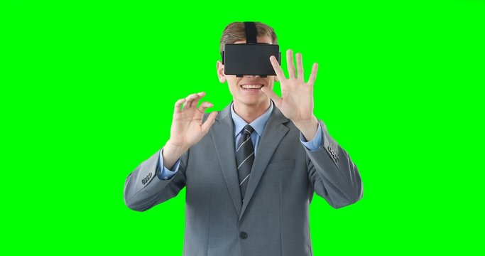 Businessman using virtual glasses