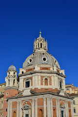Fototapeta na wymiar Saint Mary of Loreto beautiful dome, a transition from renaissance to baroque architecture in Rome