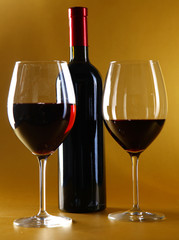 bottle of wine and glass on the table