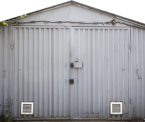Obraz na płótnie Canvas old metal warehouse door, hangar, high resolution photo