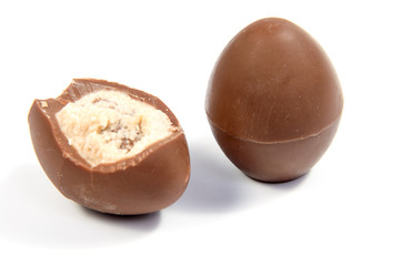 Chocolate candies isolated on white background.