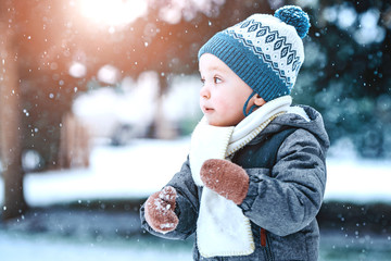 A little boy in the snow
