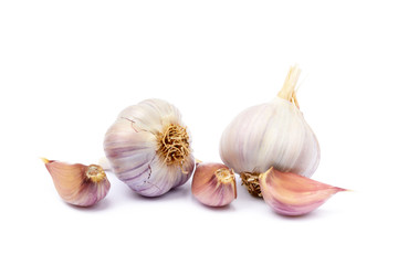 Healthy fresh garlic isolated on white background