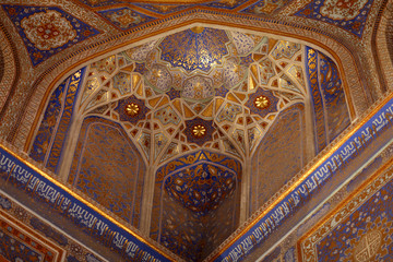 Golden interior of Tilya Kori Madrasah