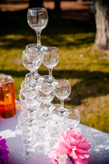 mountain glasses of champagne at the ceremony