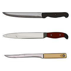 Vector color sketch of kitchen knives