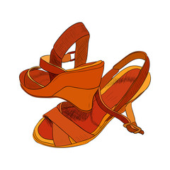 Vector color sketch of female shoes.