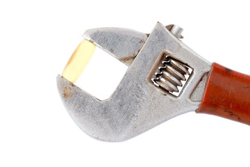 omega 3 capsule on adjustable pliers pipe wrench