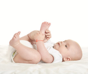 Adorable baby boy   on blanket