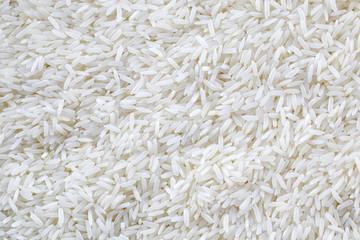 close up of white polished rice grain