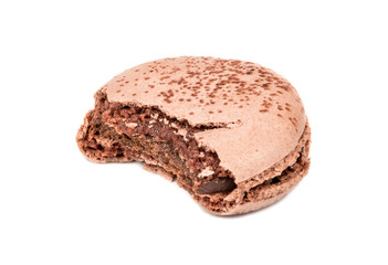 Bitten off chocolate macaroon