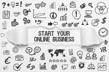 Start your Online Business weißes Papier mit Symbole