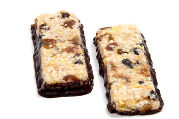 Muesli Cereal Bars. Nutri Oat Protein Bars isolated on white background