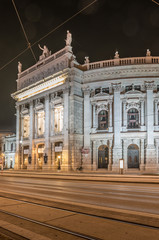 Vienna, Austria, city theater (Burgtheater) on Universitatsring street in the night