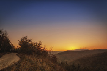 Sonnenuntergang im Tiefenbach Thal, Rheinland-Pfalz
