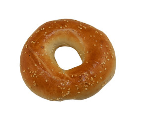 Freshly baked Bagel on a white background