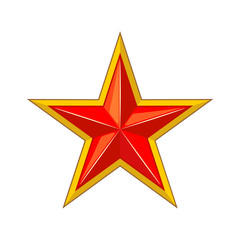Obraz premium Red star with gold edging icon.