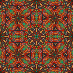 Ornate floral seamless texture, endless pattern with vintage mandala elements.