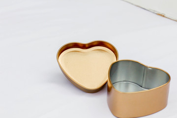 Heart shaped box with golden empty