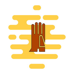 Gloves color thin line icon. Cloud background