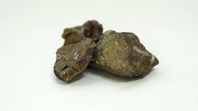 A sample of the copper mine sulfide ore Chalcopyrite in the raw mineral state.