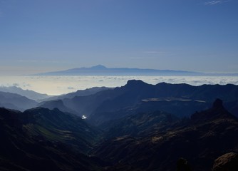 Mountains of Gran canaria and Tenerife in background, Canary islands