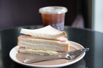 Sandwich Ham Cheese on Table