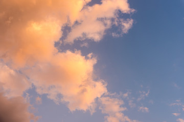 evening scene of blue sky with  orange color cloud