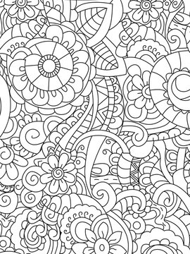 Pattern flower coloring vector for adults