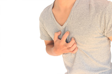 胸に発作を感じる男性 Heart attack or stroke, man having heart ache