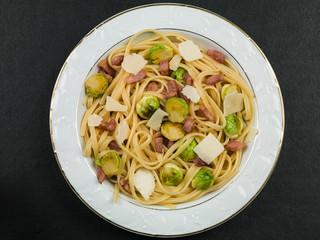 Pancetta and Brussel Sprout Linguine