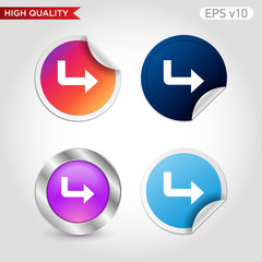Colored icon or button of right arrow symbol with background