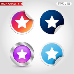 Colored icon or button of star symbol with background