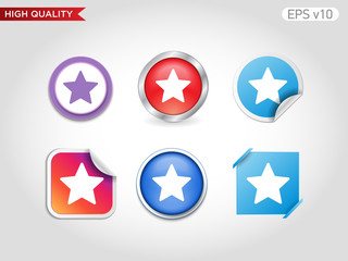 Colored icon or button of star symbol with background