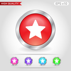 Colored icon or button of star symbol with background